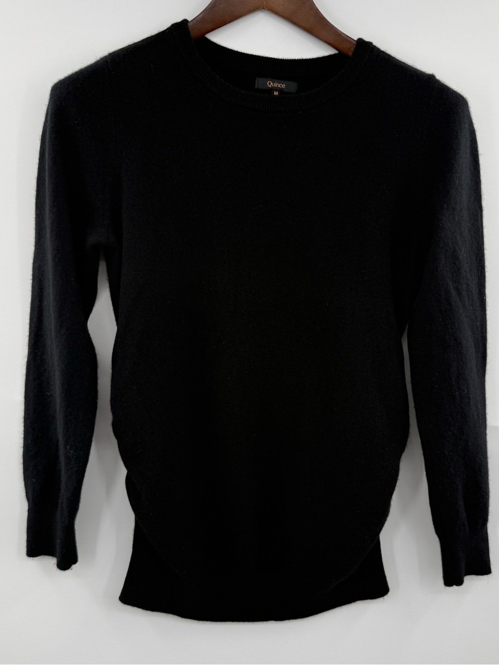 Quince Mongolian Cashmere Maternity Crewneck Sweater Black Size M 100% Cashmere
